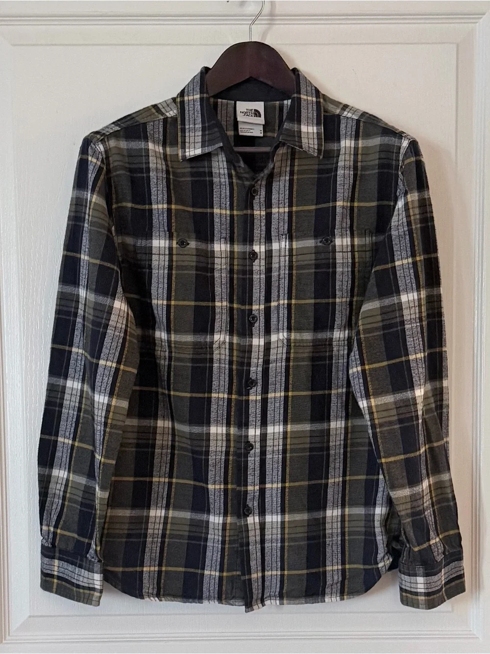 The North Face Men’s Black, Olive & Cream Plaid Button-Down Shirt